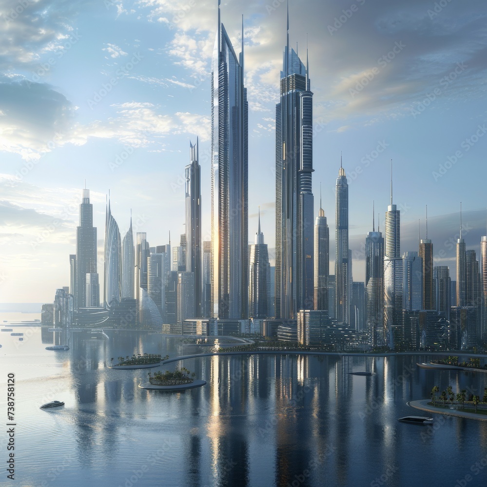 Futuristic City Skyline at Dawn
