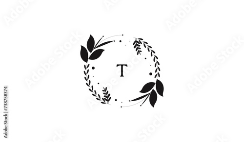 Circular Decoration of leaves Alphabetical logo