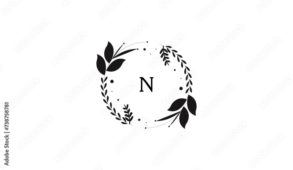 Circular Decoration of leaves Alphabetical logo