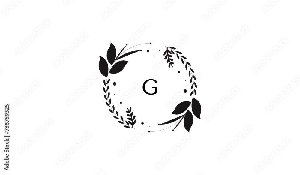 Circular Decoration of leaves Alphabetical logo Circular Decoration of leaves Alphabetical logo