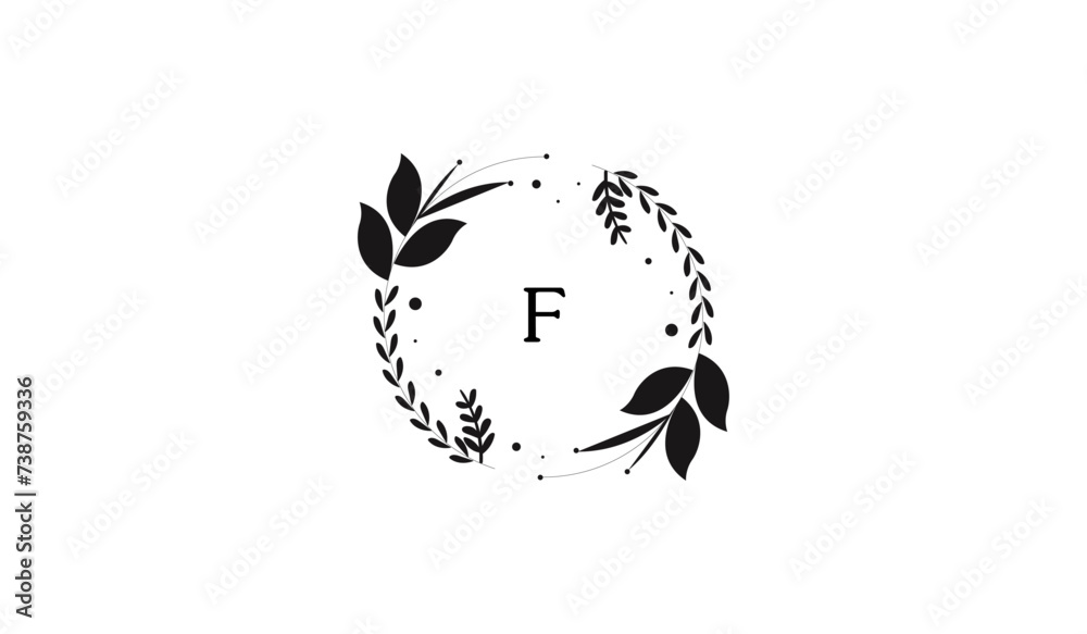 Circular Decoration of leaves Alphabetical logo Circular Decoration of leaves Alphabetical logo