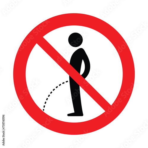No peeing, prohibition sign, vector illustration