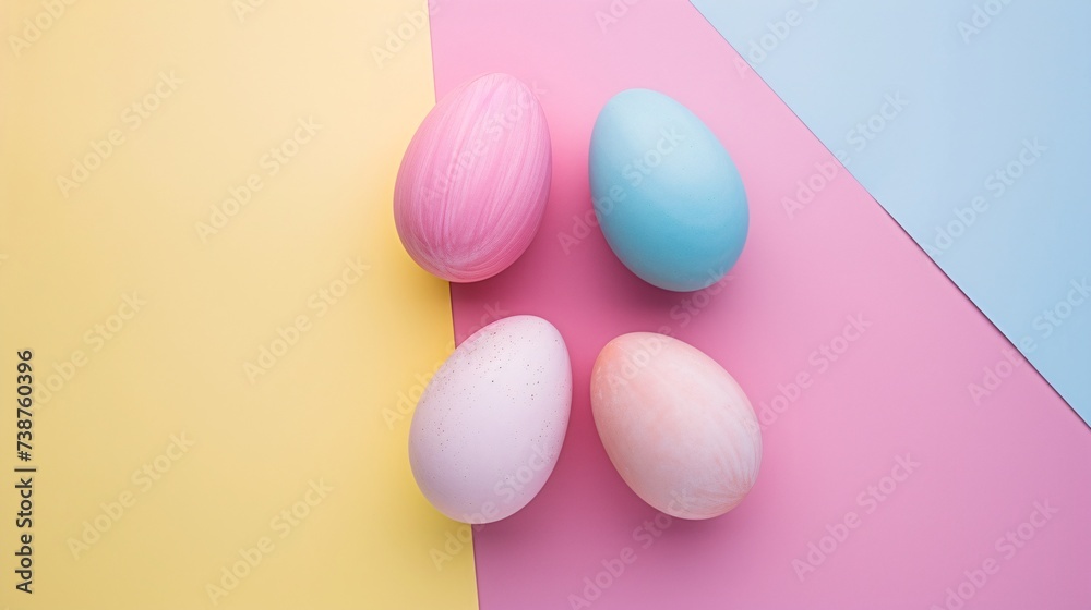 a group of eggs on a pink and yellow background