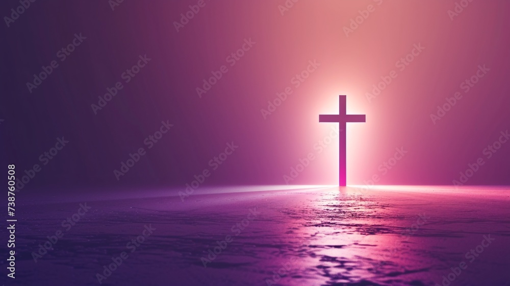 a cross in the middle of a purple sky a cross in the middle of a purple sky