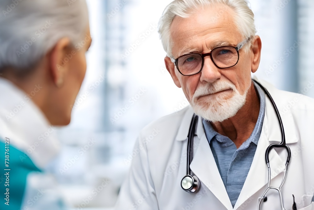 A middle-aged man receiving medical advice from a hospital doctor. generative ai A middle-aged man receiving medical advice from a hospital doctor. generative ai
