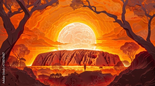 Australias Uluru at sunset transformed into a breathtaking paper cut masterpiece capturing the essence of the landmark