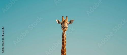 a giraffe looking at the camera photo