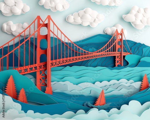 Golden Gate Bridge a paper cut marvel showcasing engineering and natural beauty iconic USA landmark photo