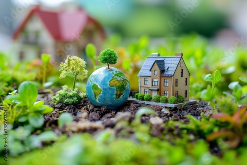 Two tiny homes, one nestled in a lush green garden and the other standing proudly on a patch of dirt, exemplify the beauty and simplicity of building in miniature form