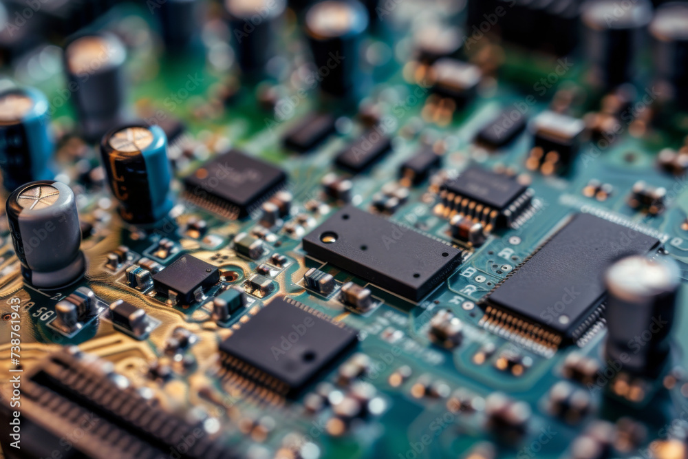 A detailed view of a circuit board showcasing the intricate components of electronics, from resistors and capacitors to microcontrollers and operational amplifiers, evoking the complex and ever-evolv