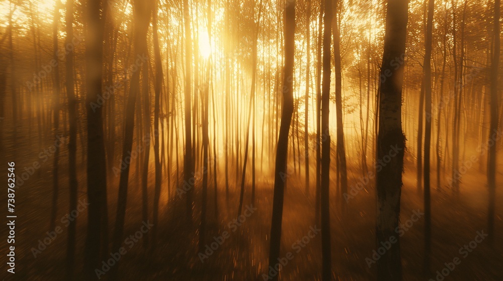 Naklejka premium a sun shining through trees