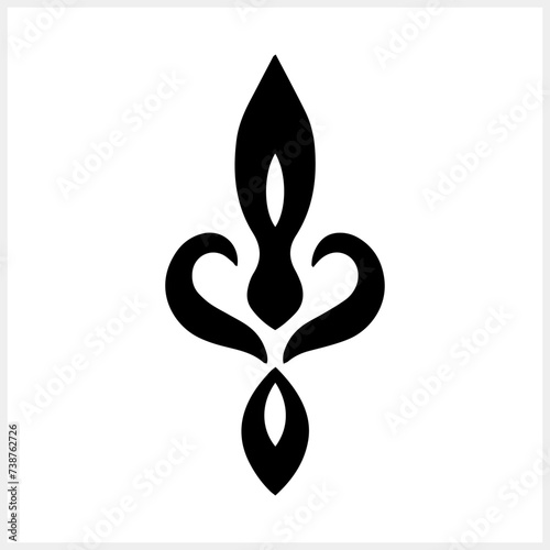Vintage element isolated. Damask lotus. Engraving stencil Fleur de lis Vector stock illustration. EPS 10