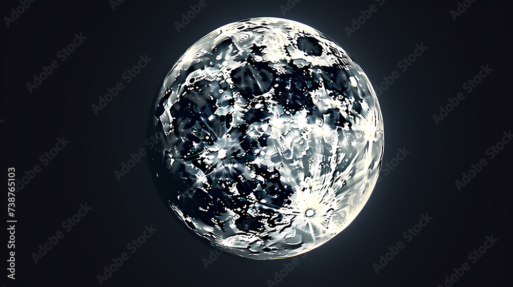Obraz premium Lunar landscape with full moon in night sky