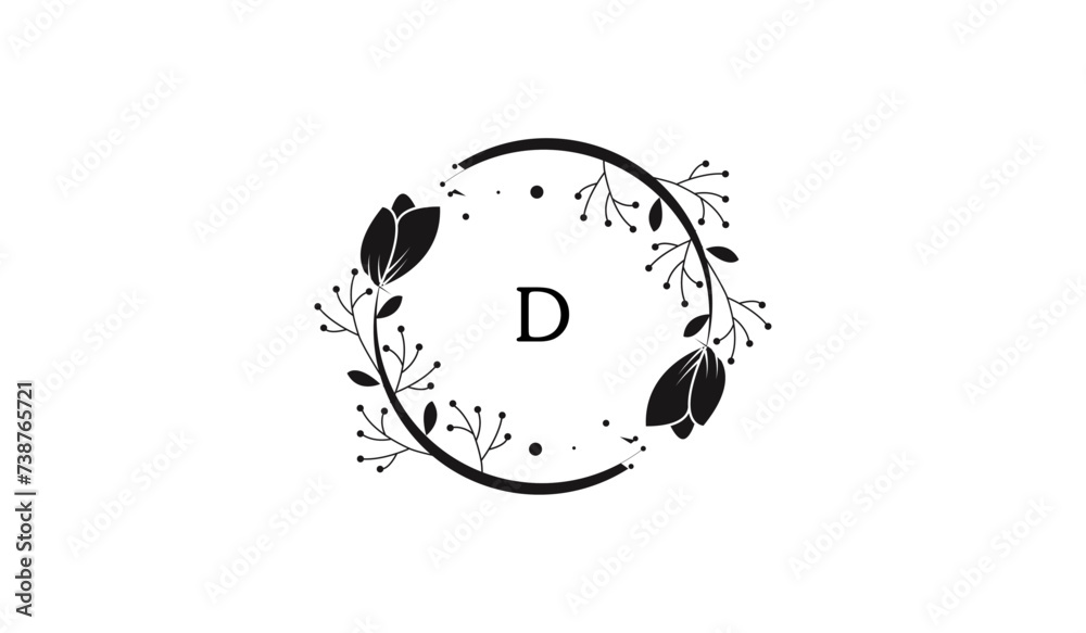 Luxury Circular Branch Leaves Alphabetical Logo Luxury Circular Branch Leaves Alphabetical Logo