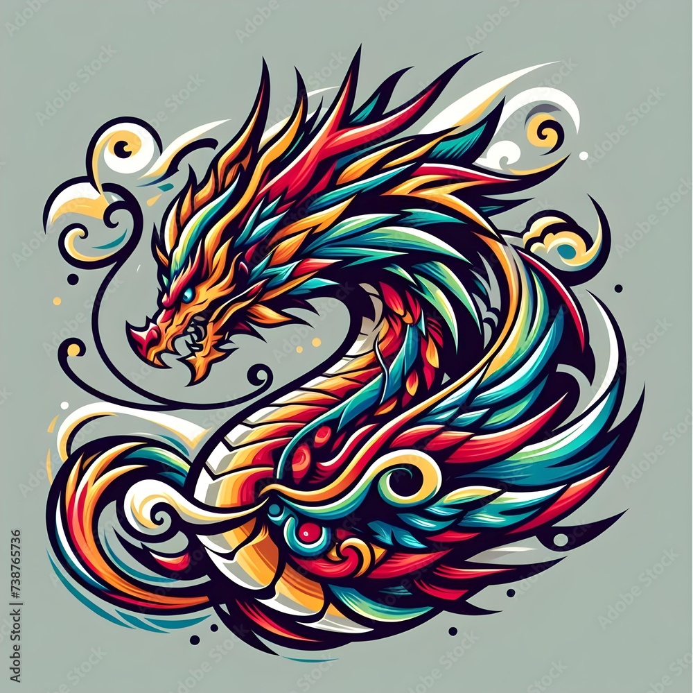 flat logo of Vector dragon illustration. best logo for dragon