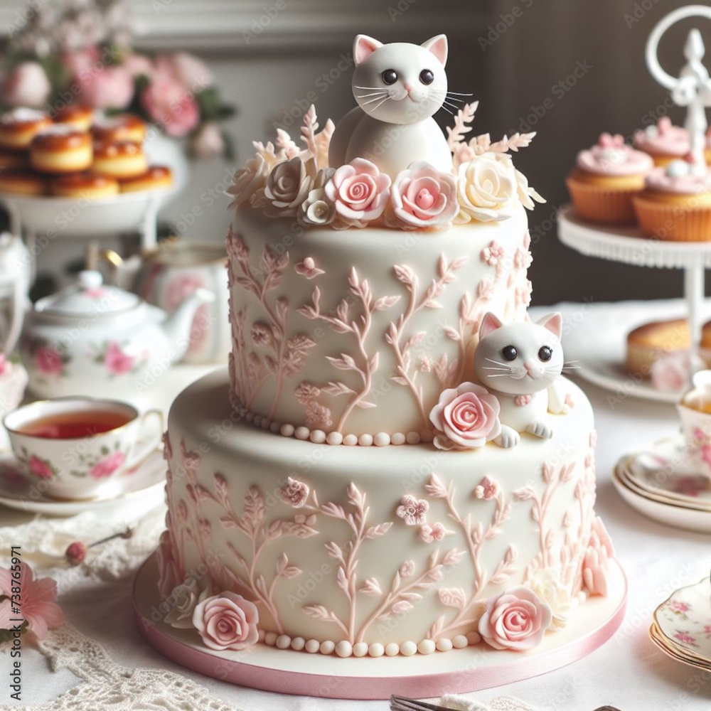 white cake cat white cake cat