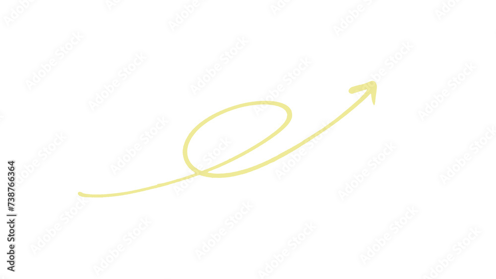 Light yellow arrow isolated on transparent background.
