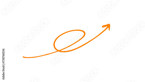 Orange arrow isolated on transparent background.