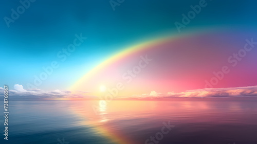 Rainbow background, nature landscape © ma