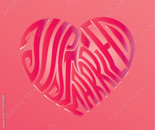 Romantic Just Married Heart Pastel Red Illustration (ID: 738766588)