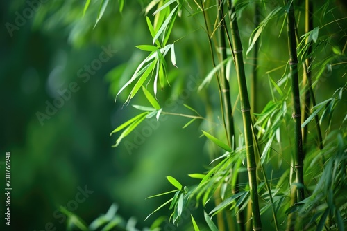Zen Green Bamboo Background with Decorative Ornamental Patterns