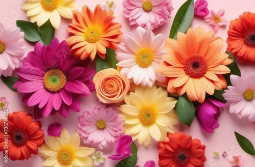 Multi-colored flower wall background. © Kseniya Ananko