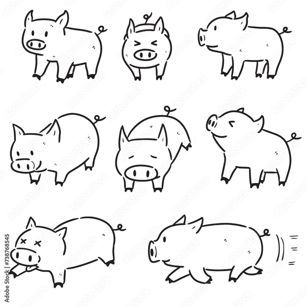 Fototapeta premium vector set of pig