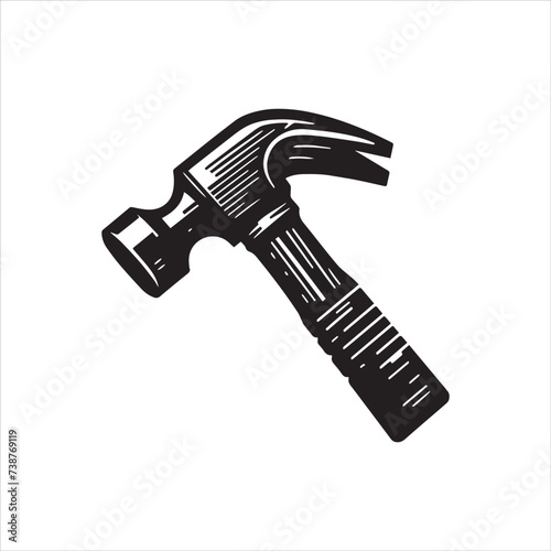 Hammer silhouette on a white background