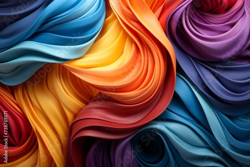 Colors of may, abstract background with waves in blue, pink, orange and yellow huess, and with copyspace for your text. May background banner for special or awareness day, week or month
