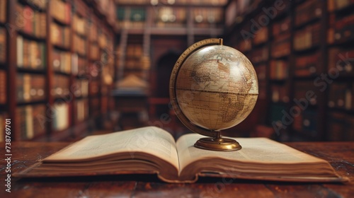a globe on an open book