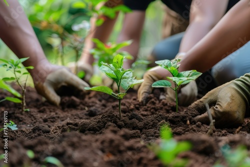 person planting a plant Image of people helping to plant trees Perfect nature Eco Friendly