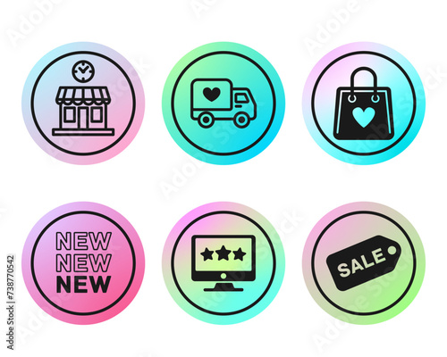 Store icons. Gradient background. Instagram social media story icons. Vector illustration