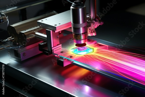Captivating display of colorful light beams during the automated product identification process
