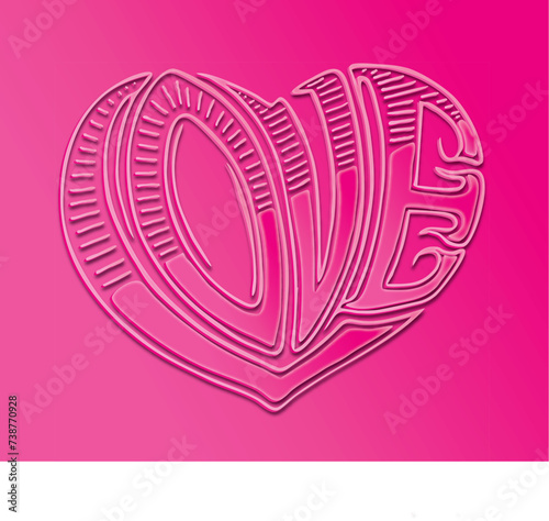 Romantic Pink Love Vector Heart Illustration (ID: 738770928)