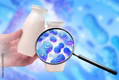 Bottles of yogurt with prob...