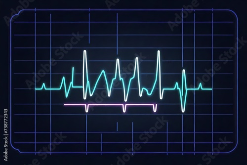 heartbeat line icon in neon thin outline on dark background