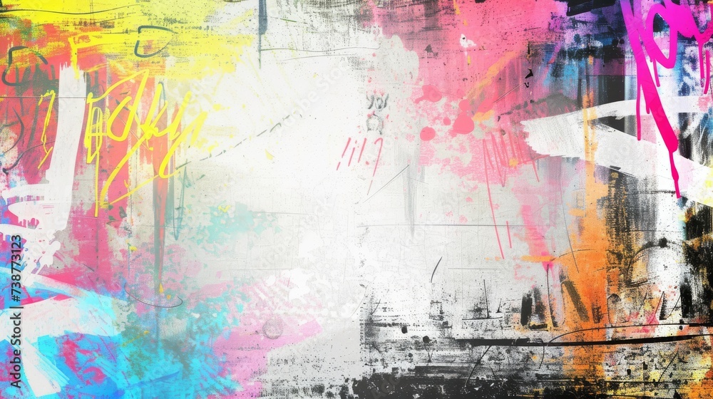Distressed Textures and Graffiti Elements in Grunge Art Background