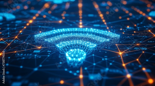 Wireless wi-fi network and connection abstract data background with wifi symbol