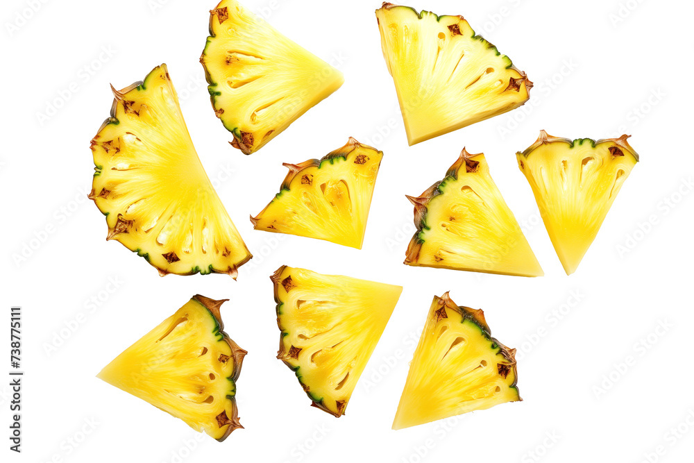 Naklejka premium Pineapple wedges on white