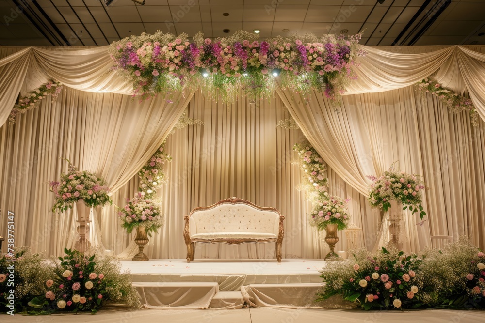 Opulent Petals: Luxury Wedding Love Hall Abundant in Flowers