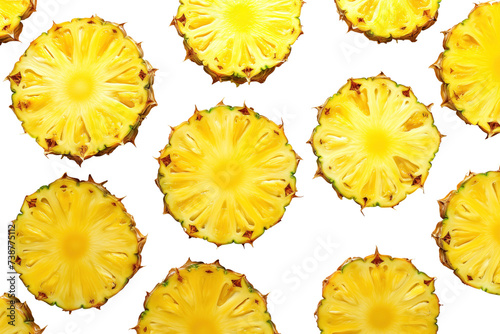 Sliced pineapple on white