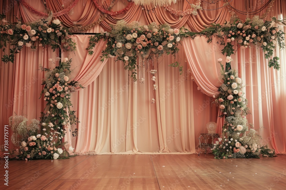 Romance in Full Bloom: Elegant Wedding Love Hall with Flower Decoration