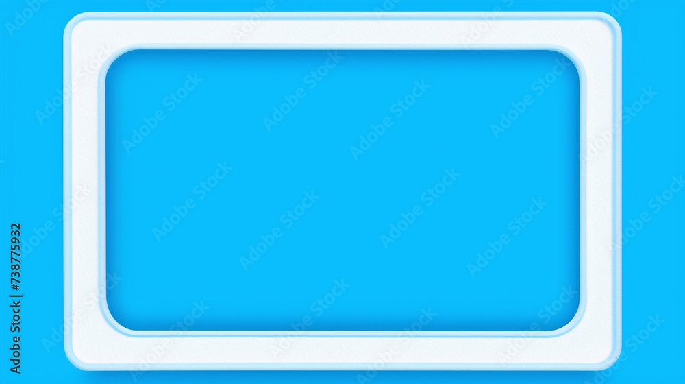 3D rendering of a simple rectangular frame with rounded corners on a blue background. 3D rendering of a simple rectangular frame with rounded corners on a blue background.