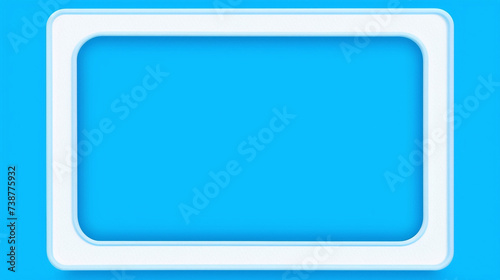 3D rendering of a simple rectangular frame with rounded corners on a blue background.