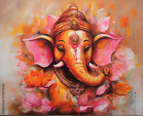 Illustration of Lord Ganesha, the son of God Shiva and Goddess Parvati. The Hindu God Ganesha is the remover of obstacles .He is the first God to be worshipped in all Hindu rites and rituals.