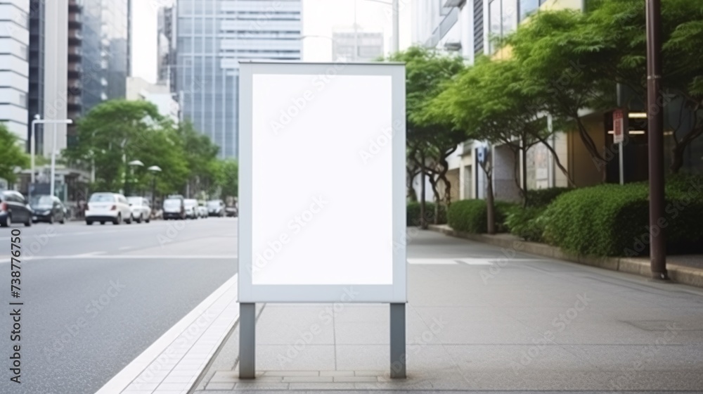 a white sign on a sidewalk a white sign on a sidewalk