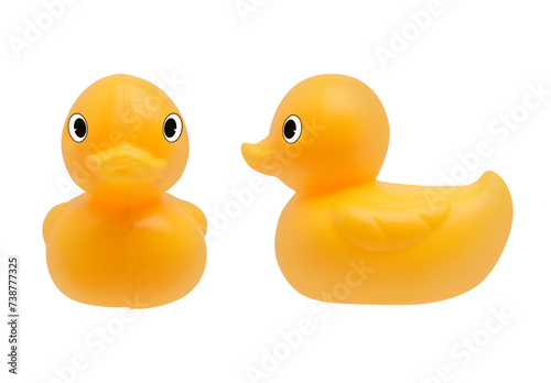 Yellow plastic duck on White Background
