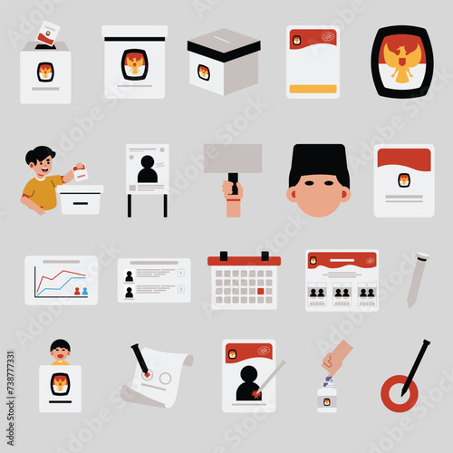 Indonesian Election Stuff Illustration Set