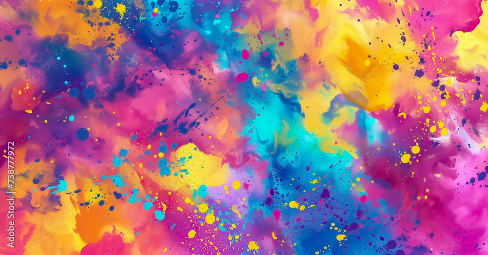 vibrant and colorful abstract painting texture background with speckles and splatters of paint 