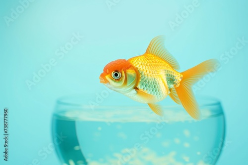 a goldfish swimming in a bowl of water